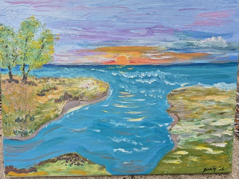 Artwork Where the Klamath meets the Pacific by Mary Beverly 